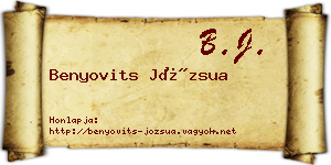 Benyovits Józsua névjegykártya